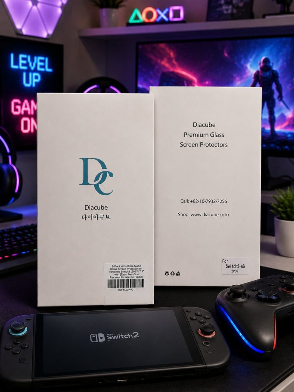 Nintendo Switch 2 Diacube Premium Glass Screen Protector – 2 Pack